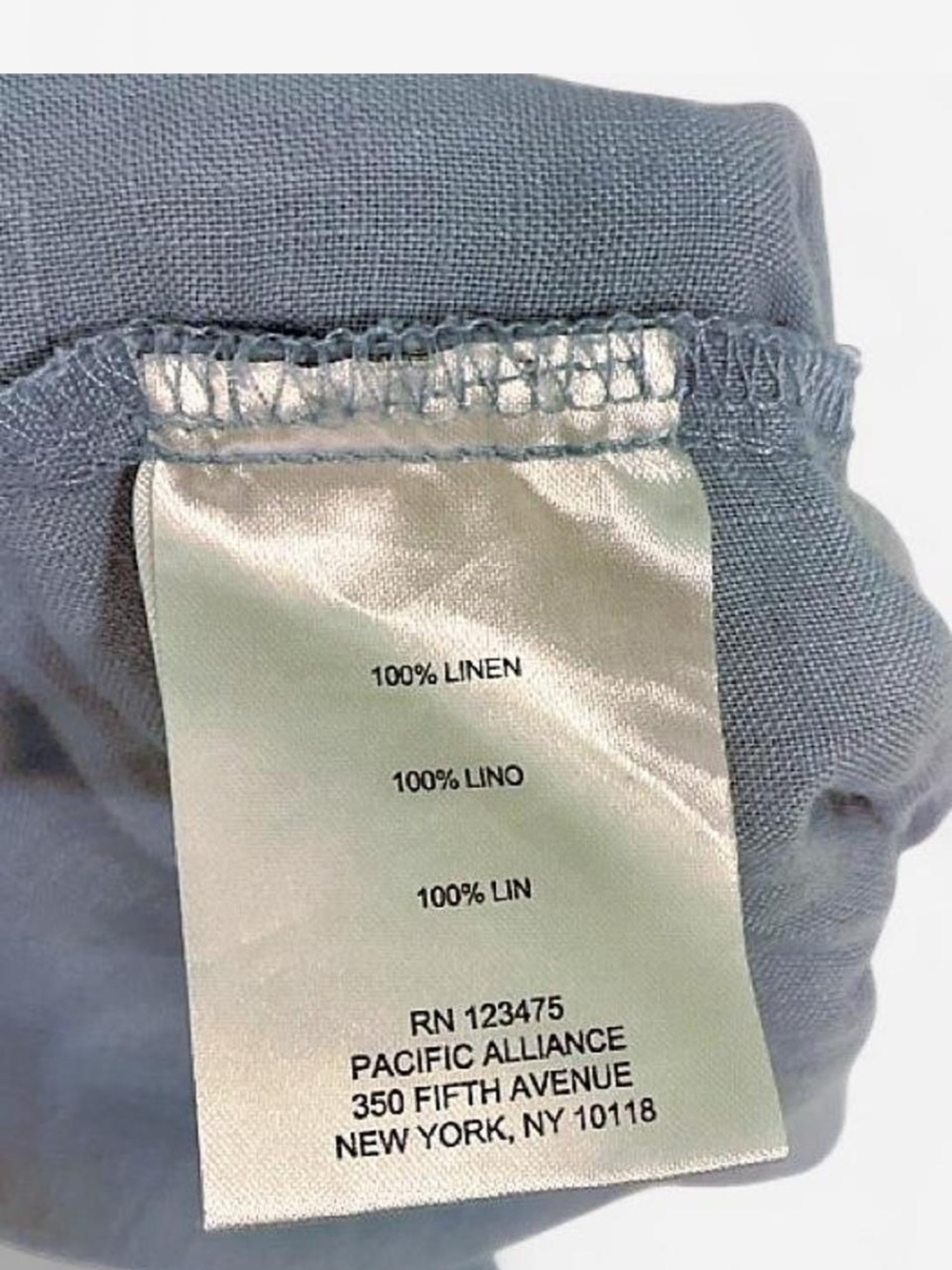 Ellen Tracy 100% Linen Shorts Women’s Medium Gray Blue Drawstring Pull On - Picture 3 of 5